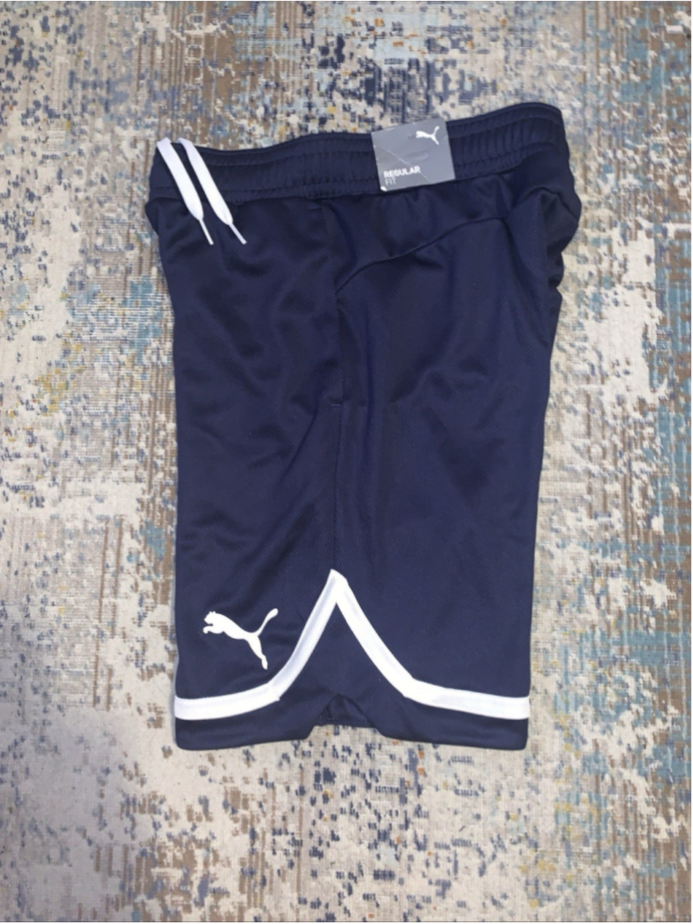Puma Mens Regular Fit Moisture-Wicking Mesh 10" Shorts Navy Blue S - Picture 9 of 16